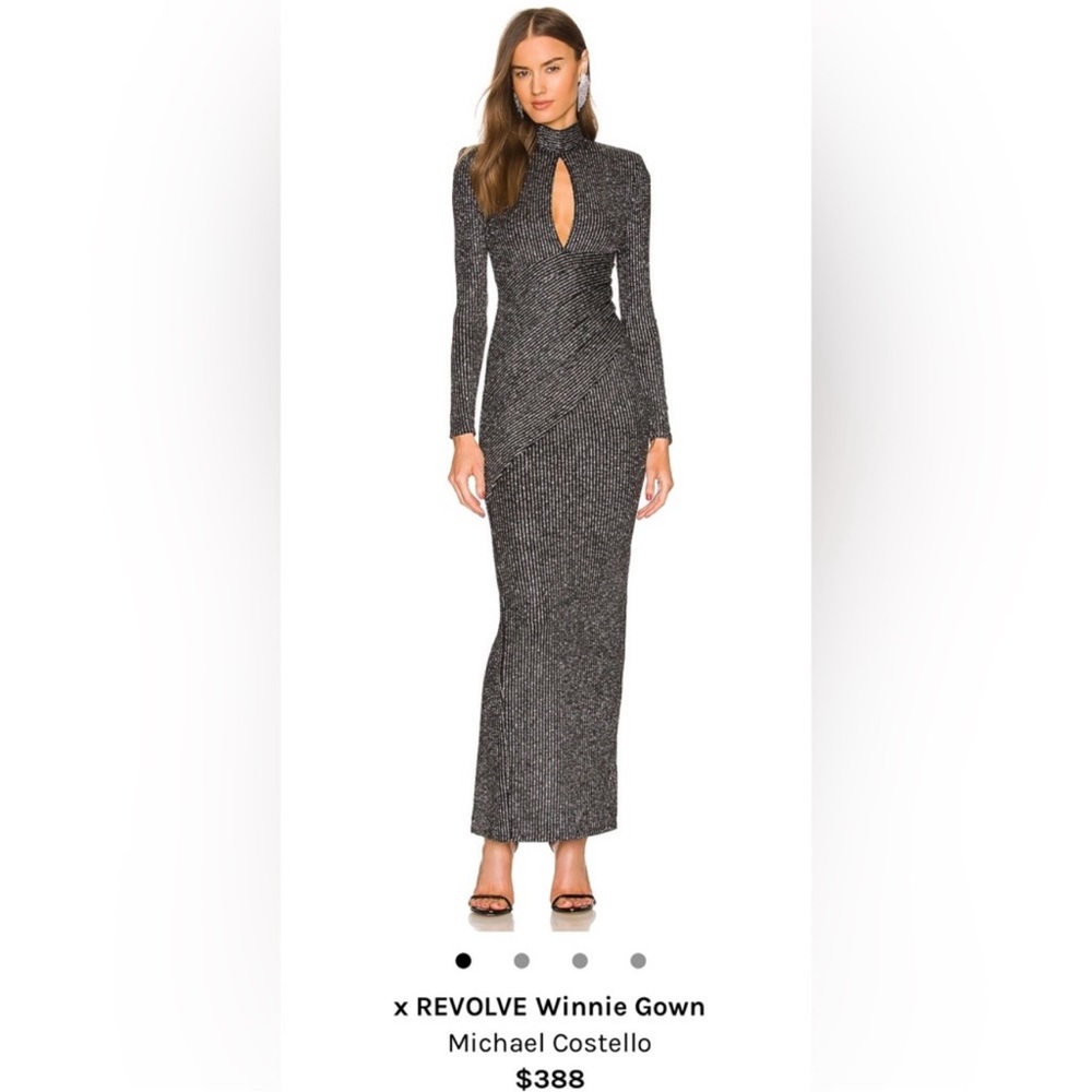 Michael Costello Silver Maxi Dress